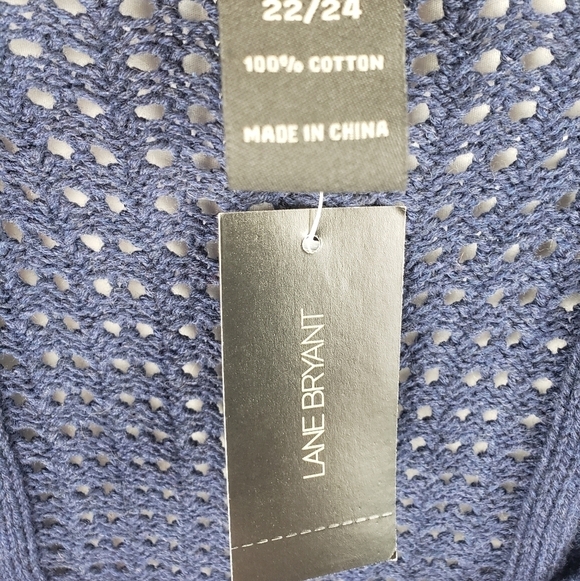NWT Lane Bryant Navy Short Sleeve Open Cable Knit VNeck Sweater Sz 22/24 - Picture 3 of 9